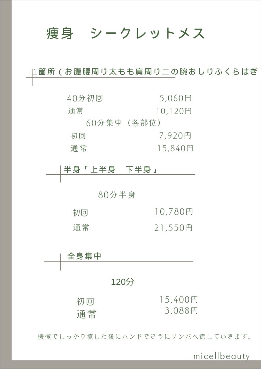 料金表-痩身